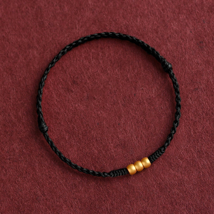 Buddha Stones999ゴールド ミニ 3ビーズデザイン ハンドメイド 幸運ロープブレスレット アンクレット - image 10