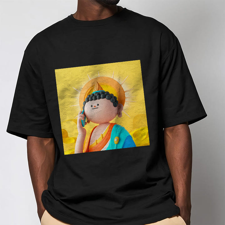 Buddha Stonesブッダが電話に出るTシャツ - image 5