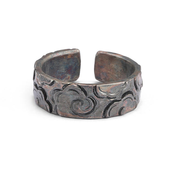Buddha Stones999 スターリングシルバー 縁起の良い雲 調節可能な保護リング - image 3