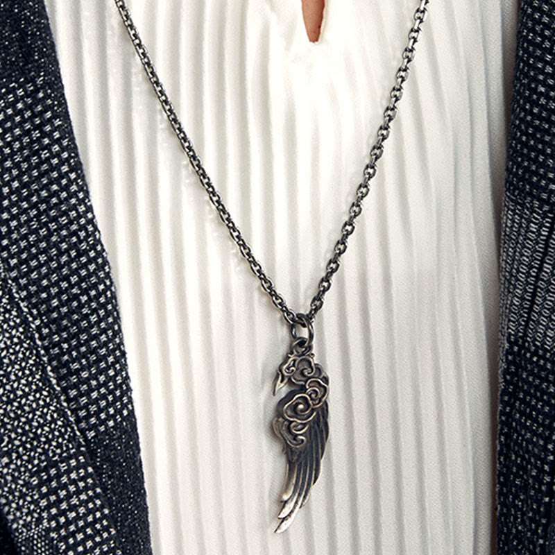 Buddha Stones925スターリングシルバー 縁起の良い雲の翼 コットンロープ 鹿革ロープネックレスペンダント - image 6