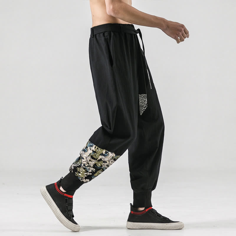 Buddha Stonesオーシャンウェーブ レースアップ コットン メンズ ハーレムパンツ ポケット付き - image 6