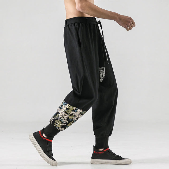 Buddha Stonesオーシャンウェーブ レースアップ コットン メンズ ハーレムパンツ ポケット付き - image 6