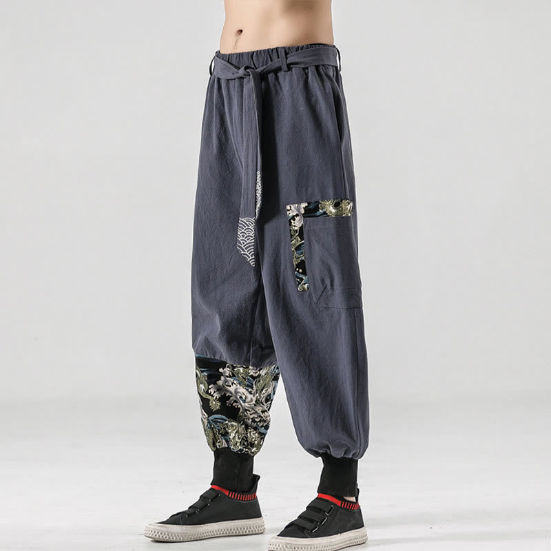 Buddha Stonesオーシャンウェーブ レースアップ コットン メンズ ハーレムパンツ ポケット付き - image 27