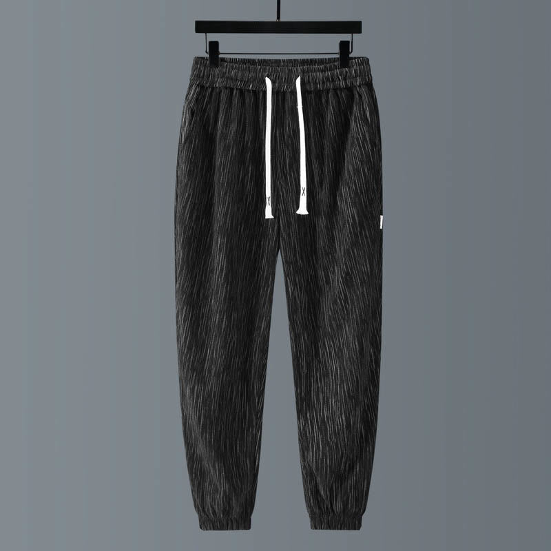 Buddha Stonesプラスサイズ 夏 無地デザイン ドローストリング メンズ ストレートレッグパンツ ポケット付き - image 3