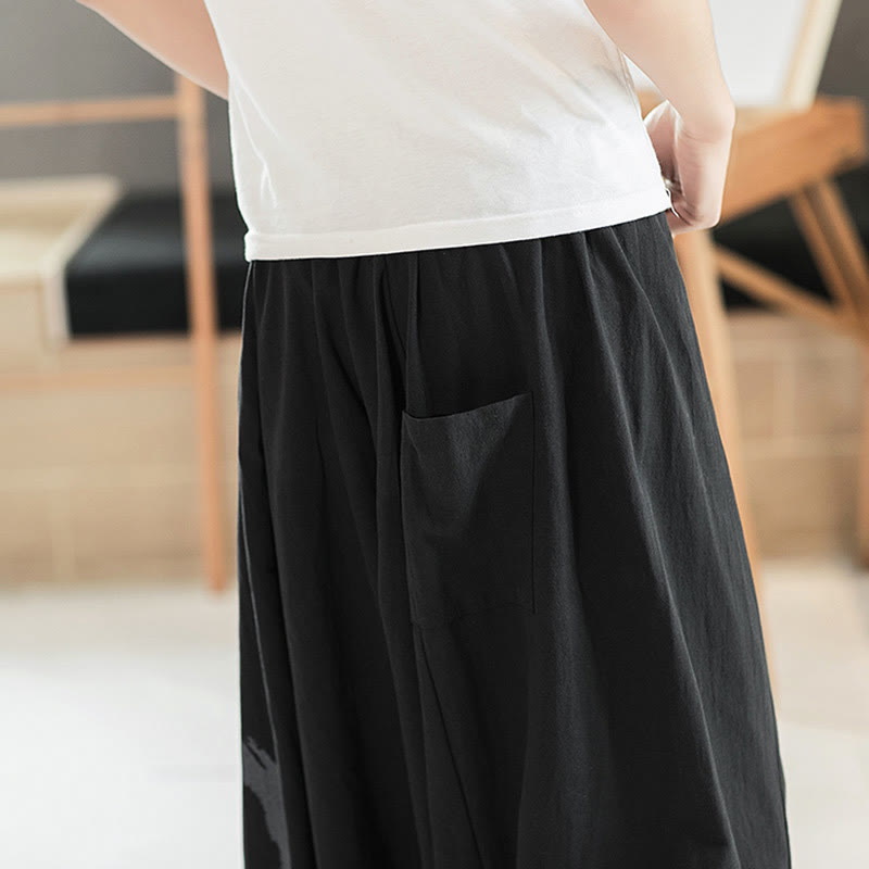 Buddha Stonesシンプル 夏 カリグラフィー コットン メンズ ハーレムパンツ ポケット付き - image 9