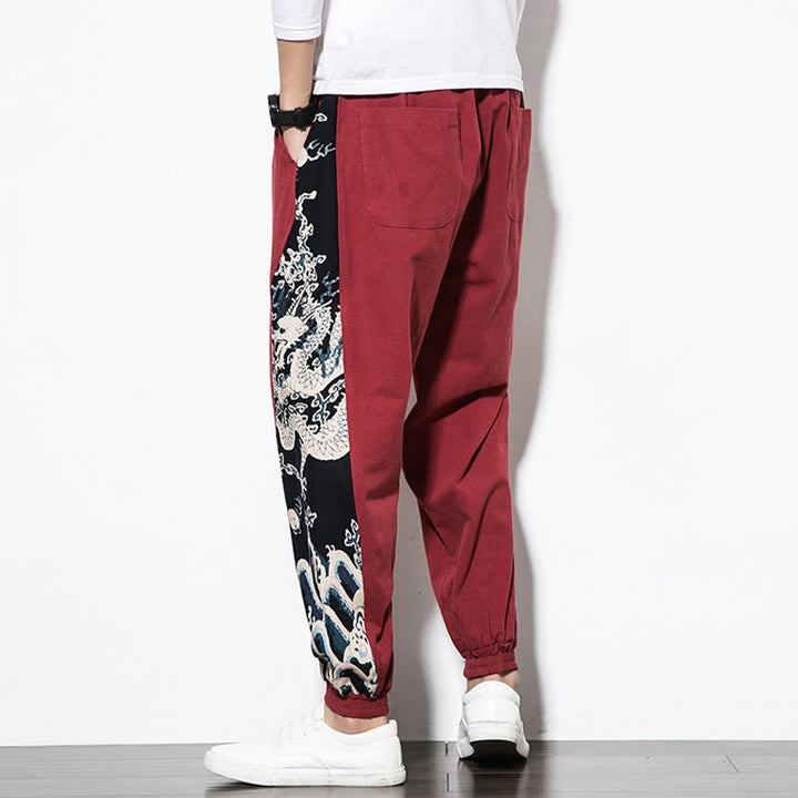 Buddha Stones夏 ドラゴンウェーブ コットン メンズ ポケット付きパンツ - image 21