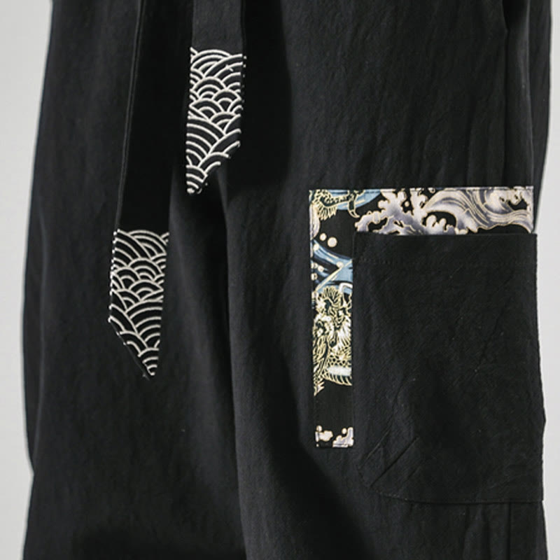 Buddha Stonesオーシャンウェーブ レースアップ コットン メンズ ハーレムパンツ ポケット付き - image 11