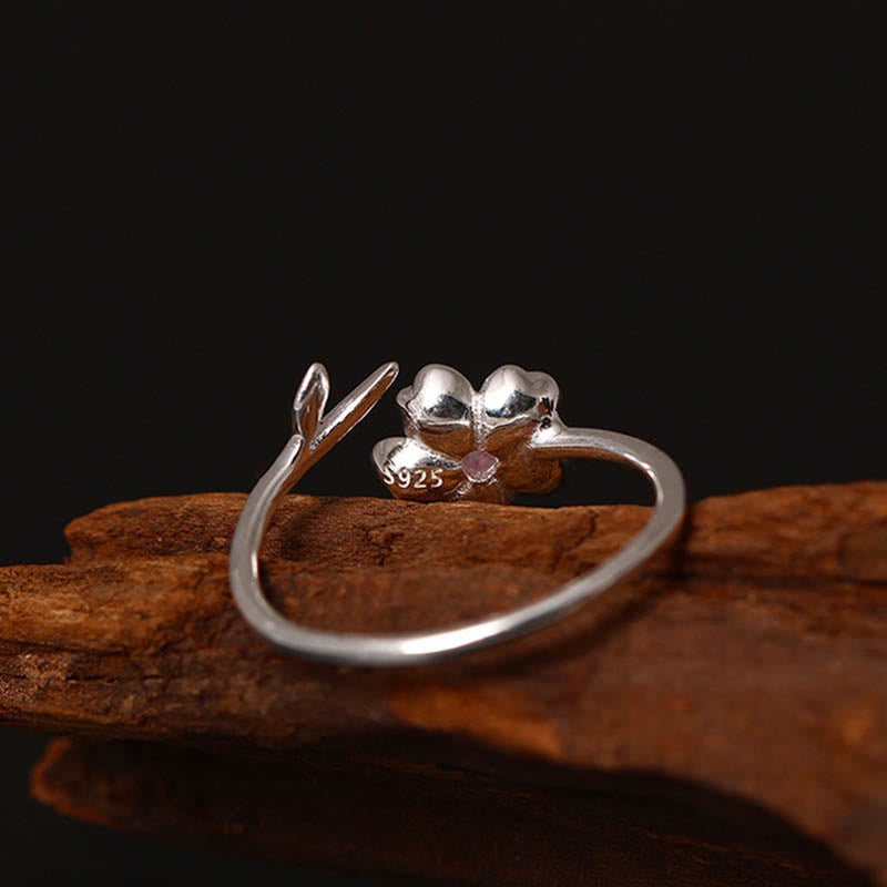 Buddha Stones925スターリングシルバー 桜 桜の花 祝福 調節可能リング - image 2