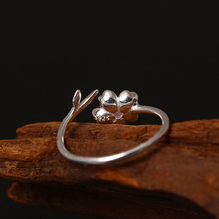 Buddha Stones925スターリングシルバー 桜 桜の花 祝福 調節可能リング - image 2