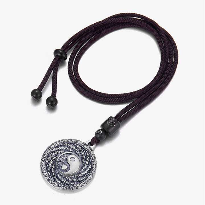 Buddha Stones999 スターリングシルバー 太極 陰陽 八卦 デザイン 山の幽霊 お金を使うネックレス ペンダント - image 1