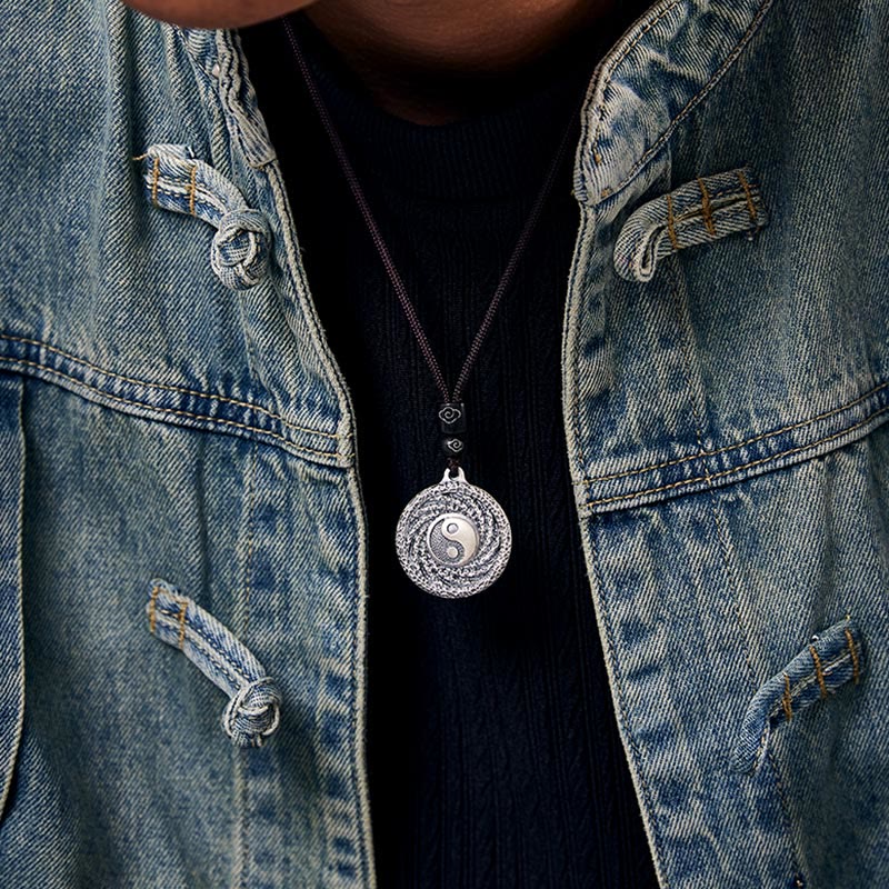Buddha Stones999 スターリングシルバー 太極 陰陽 八卦 デザイン 山の幽霊 お金を使うネックレス ペンダント - image 8