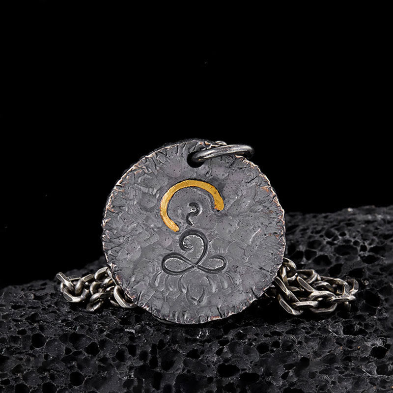 Buddha Stones999スターリングシルバー 999ゴールド 925スターリングシルバー 仏像 蓮のネックレスペンダント - 999スターリングシルバー（蓮と仏陀） - image 0