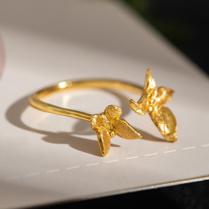 Buddha Stones925スターリングシルバー バタフライラブリング - image 6