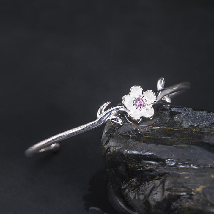 Buddha Stones925スターリングシルバー 桜幸運ブレスレットバングル - image 1
