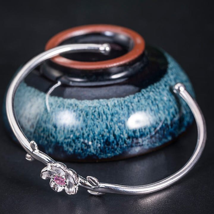 Buddha Stones925スターリングシルバー 桜幸運ブレスレットバングル