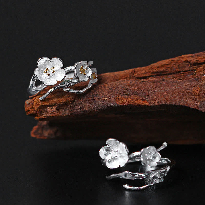 Buddha Stones925スターリングシルバー プラムボッサム バランスリング - image 1