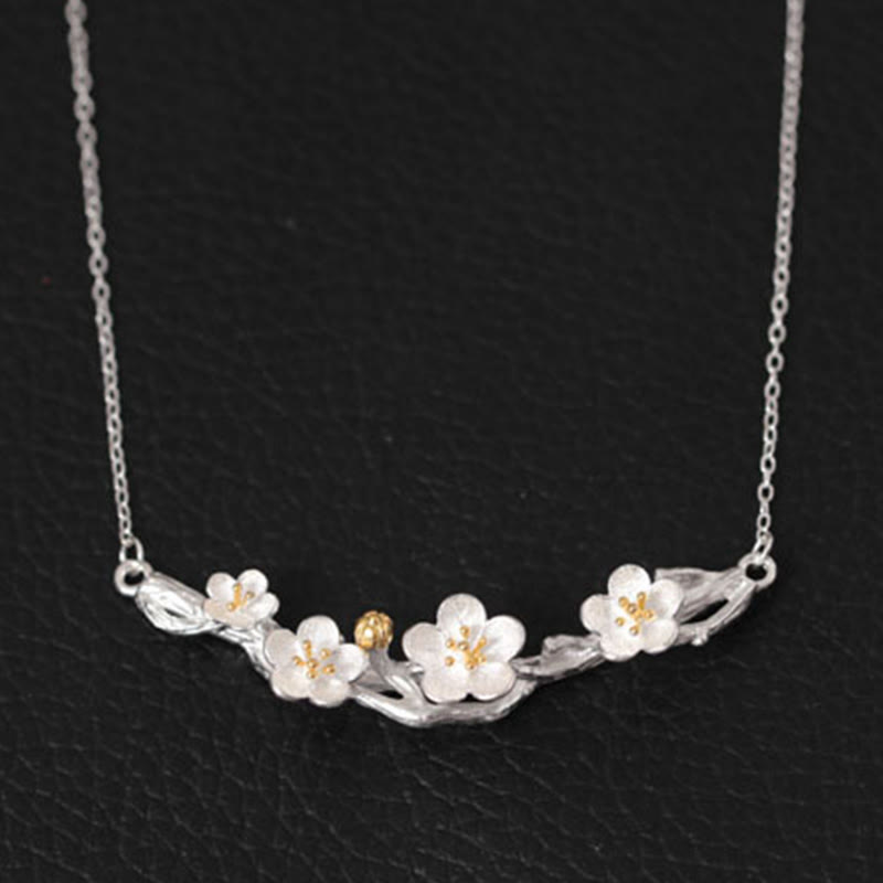 Buddha Stones925スターリングシルバー プラムボッサムプロテクションネックレスペンダント - image 1