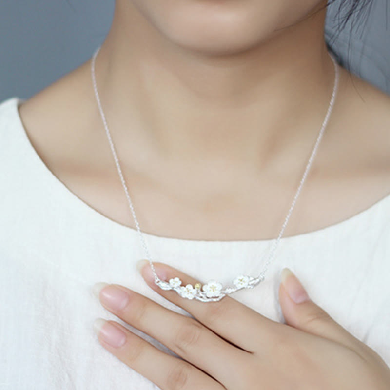 Buddha Stones925スターリングシルバー プラムボッサムプロテクションネックレスペンダント - image 5