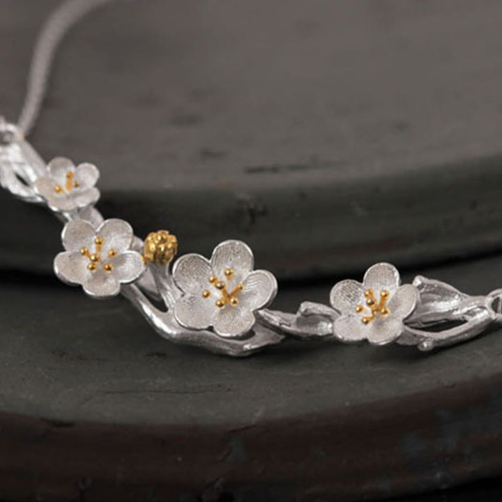 Buddha Stones925スターリングシルバー プラムボッサムプロテクションネックレスペンダント