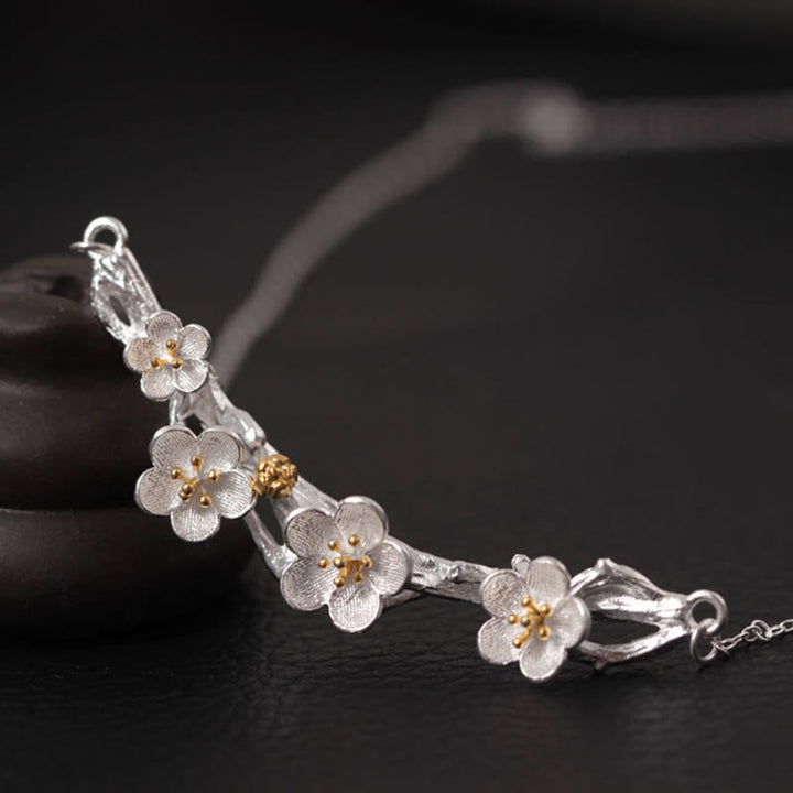 Buddha Stones925スターリングシルバー プラムボッサムプロテクションネックレスペンダント - 925 スターリングシルバー プラム ボッサム - image 0