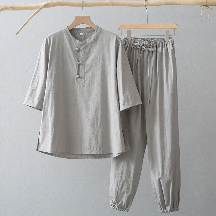 Buddha Stonesフロッグボタン 七分袖シャツパンツ メンズスーツ - ゲインズボロシャツ＆ゲインズボロパンツ - US/UK/AU44、 EU54 (4XL) - image 2