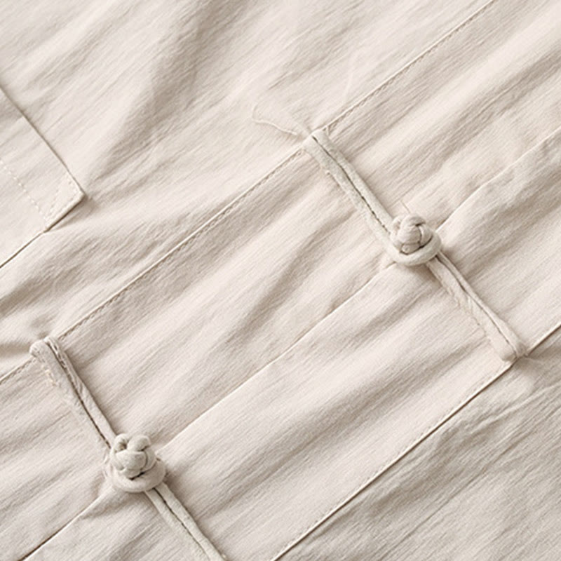 Buddha Stones Tang フロッグボタン 七分袖シャツ ワイドレッグパンツ コットンリネン メンズスーツ - image 12