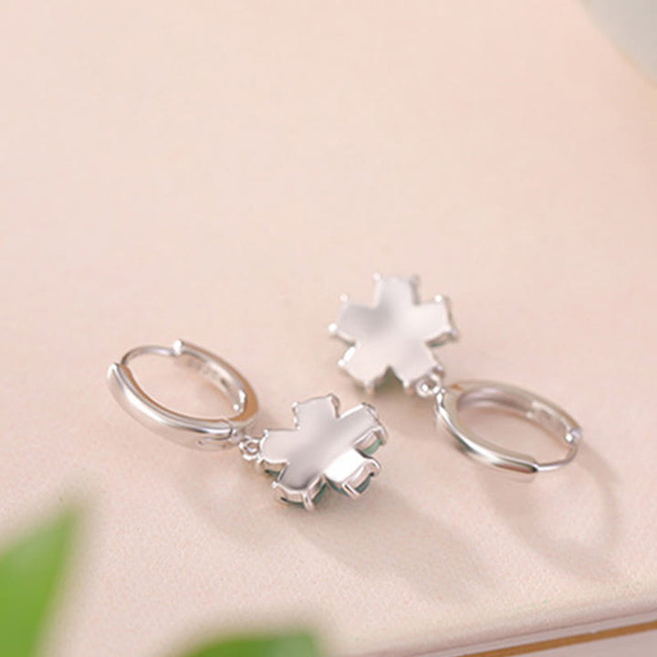 Buddha Stones925 スターリングシルバー ゴールドメッキ グリーン翡翠 フラワーデザイン 幸運 繁栄 イヤリング  - image 5