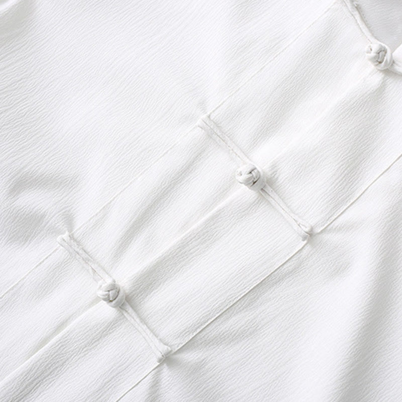 Buddha Stones唐蛙ボタン半袖シャツワイドレッグパンツメンズスーツ - image 9