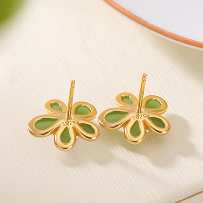 Buddha Stones925 スターリングシルバー 和田翡翠 花模様 豊穣の幸運のイヤリング  - image 3