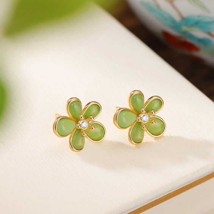 Buddha Stones925 スターリングシルバー 和田翡翠 花模様 豊穣の幸運のイヤリング  - image 2