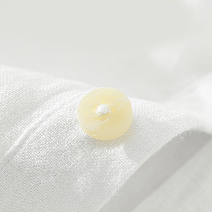 Buddha Stones無地 ゆったり 長袖 ハーフボタン シャツ リネン メンズ 服 - image 4