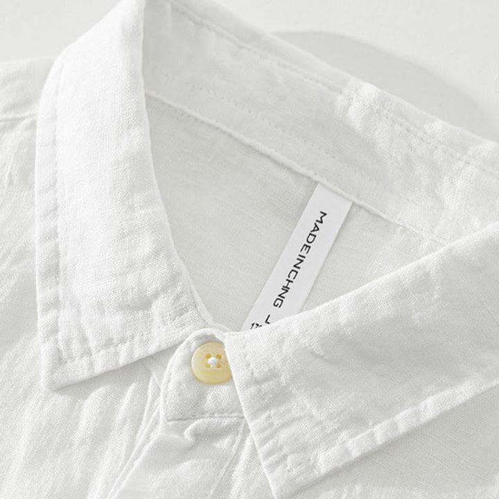 Buddha Stones無地 ゆったり 長袖 ハーフボタン シャツ リネン メンズ 服 - image 2