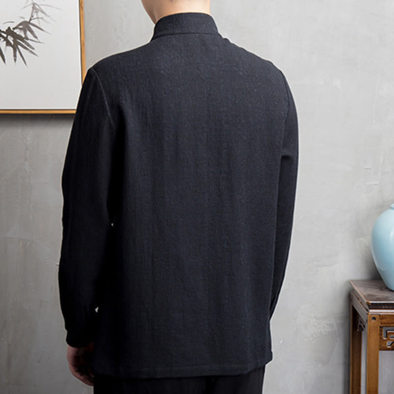 Buddha Stones無地中国唐装コットンリネンジャケットメンズ服 - image 10