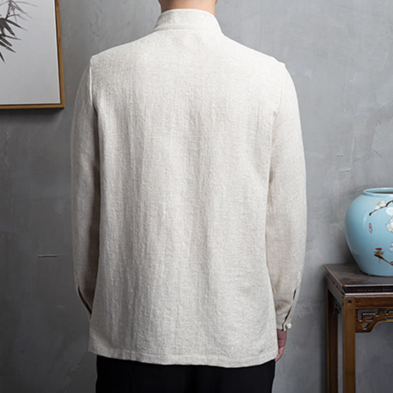 Buddha Stones無地中国唐装ジャケットメンズ服 - image 2