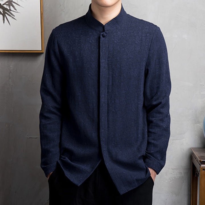 Buddha Stones無地中国唐装コットンリネンジャケットメンズ服 - image 11