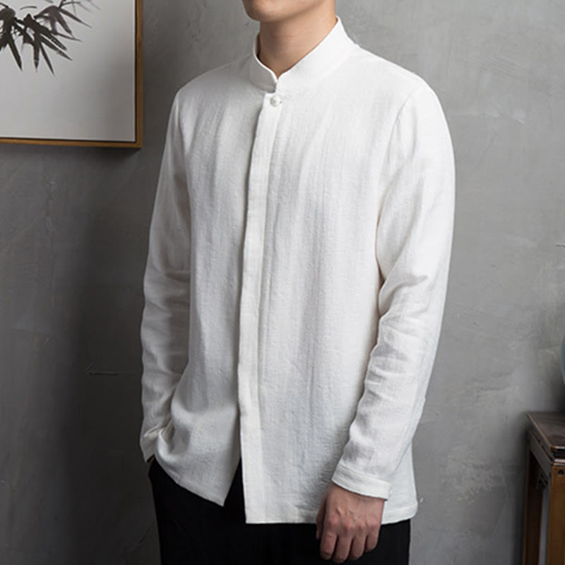 Buddha Stones無地中国唐装コットンリネンジャケットメンズ服 - image 5