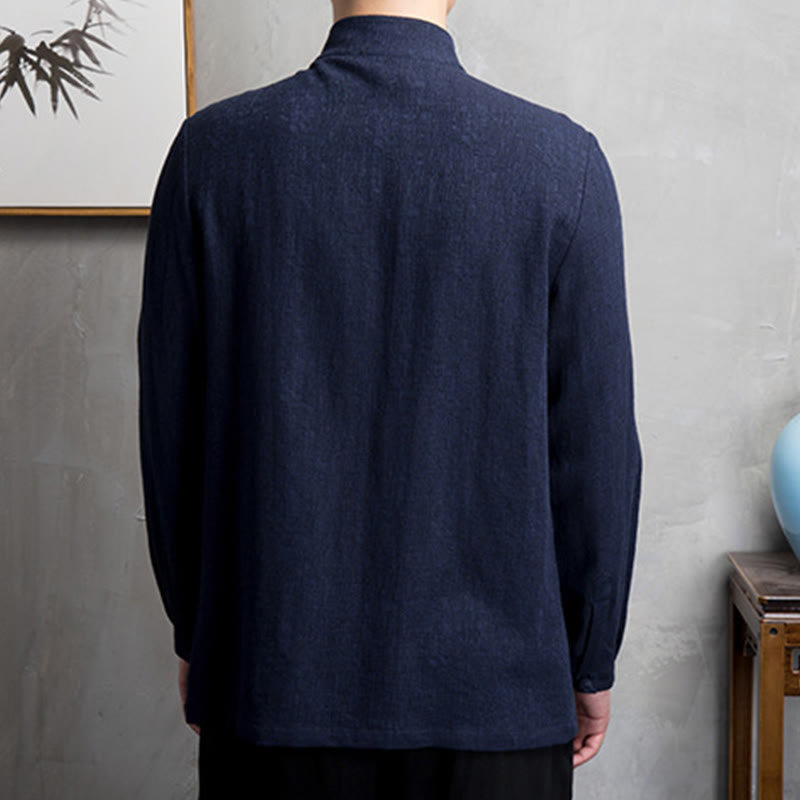 Buddha Stones無地中国唐装コットンリネンジャケットメンズ服 - image 14