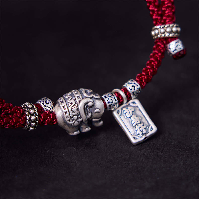 Buddha Stones925スターリングシルバー 象の安全と健康のお守り チャーム強さブレスレット