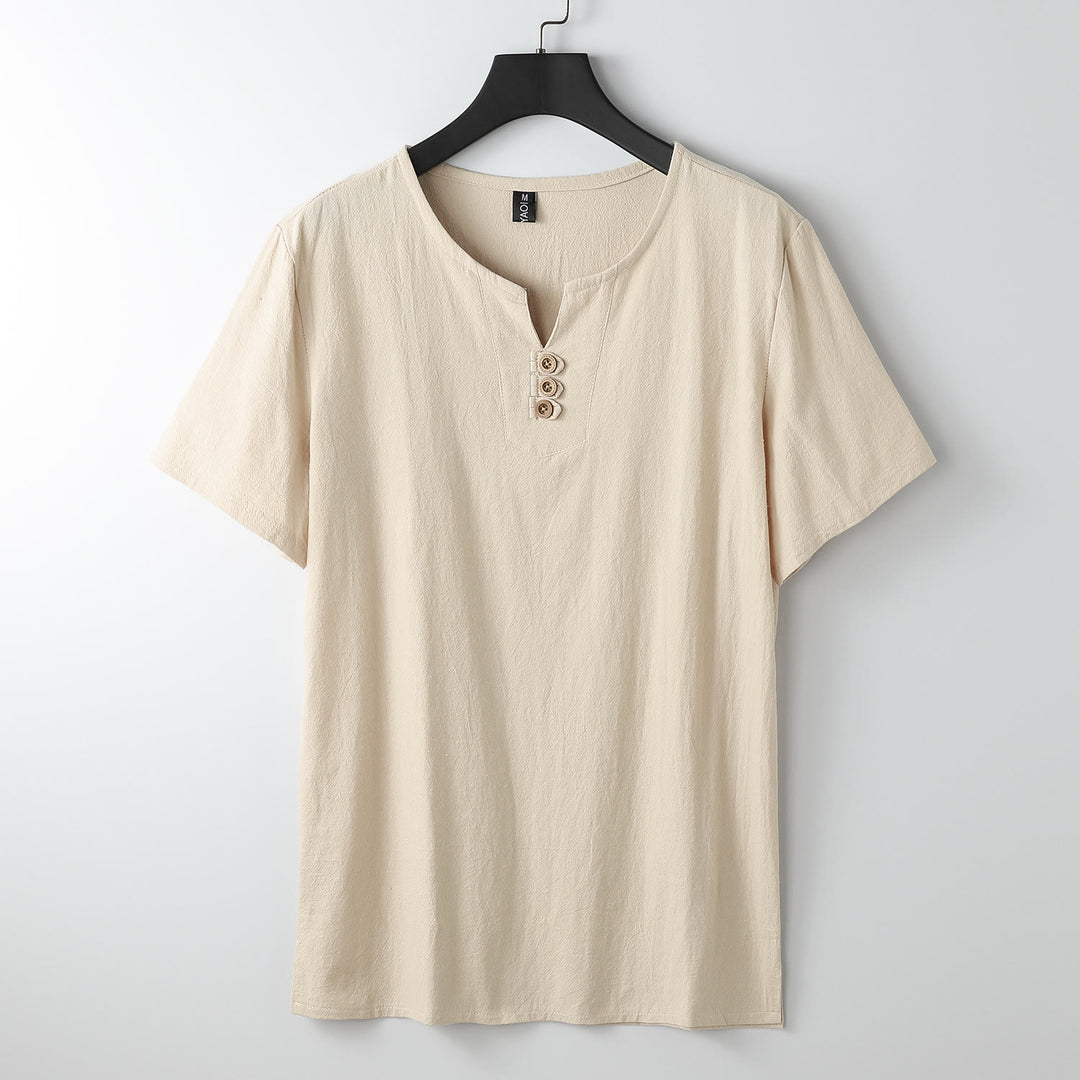 Buddha StonesメンズTシャツ 無地 半袖 3つボタン Vネック ソフトシャツ - モカシン - US/UK/AU54、 EU64 (9XL) - image 11