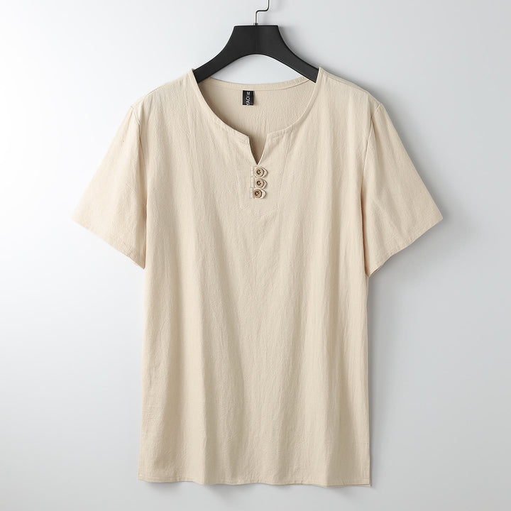 Buddha StonesメンズTシャツ 無地 半袖 3つボタン Vネック ソフトシャツ - モカシン - US/UK/AU54、 EU64 (9XL) - image 11