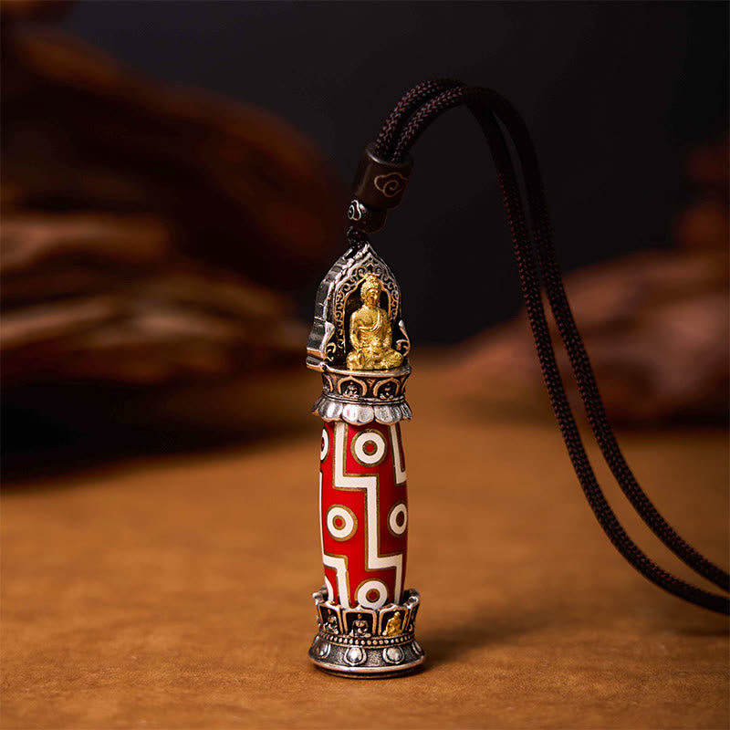 Buddha Stonesチベット薬師如来 九眼天珠 守護ネックレスペンダント - image 1