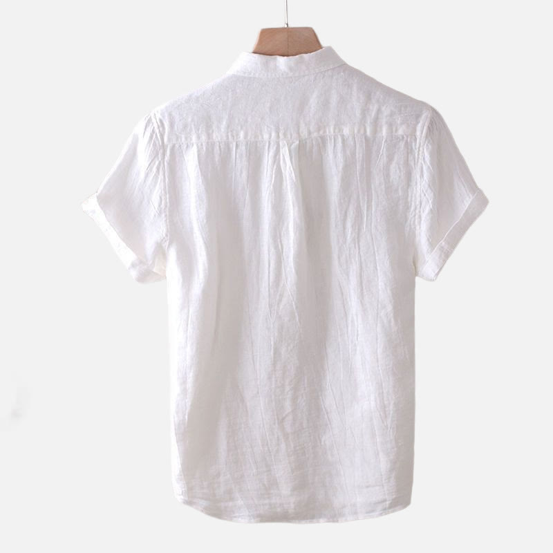 Buddha Stones メンズ 綿麻シャツ 無地 半袖 開襟 涼しい 夏服 カジュアル - image 8