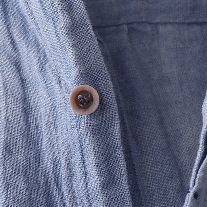 Buddha Stones メンズ 綿麻シャツ 無地 半袖 開襟 涼しい 夏服 カジュアル - image 3