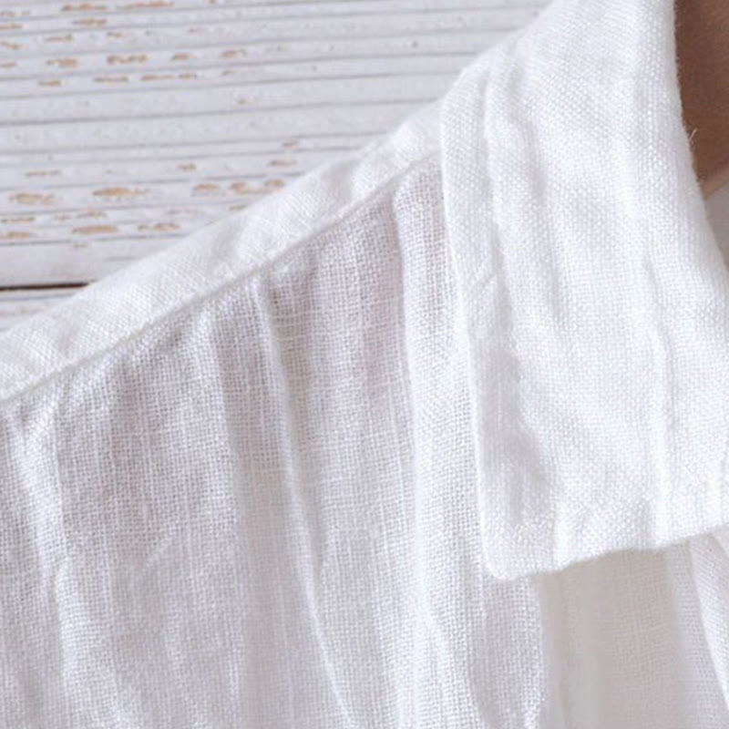 Buddha Stones メンズ 綿麻シャツ 無地 半袖 開襟 涼しい 夏服 カジュアル - image 12