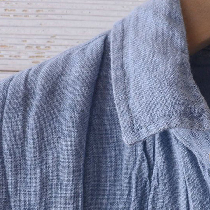 Buddha Stones メンズ 綿麻シャツ 無地 半袖 開襟 涼しい 夏服 カジュアル - image 1