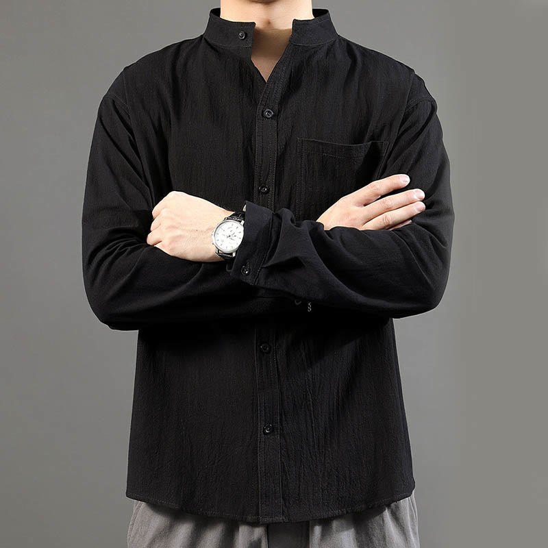 Buddha Stonesメンズ長袖シャツ（ポケット付き、スタンドカラー、快適シャツ） - image 17