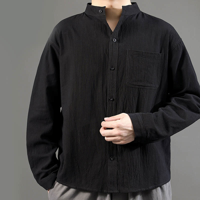 Buddha Stonesメンズ長袖シャツ（ポケット付き、スタンドカラー、快適シャツ） - image 18