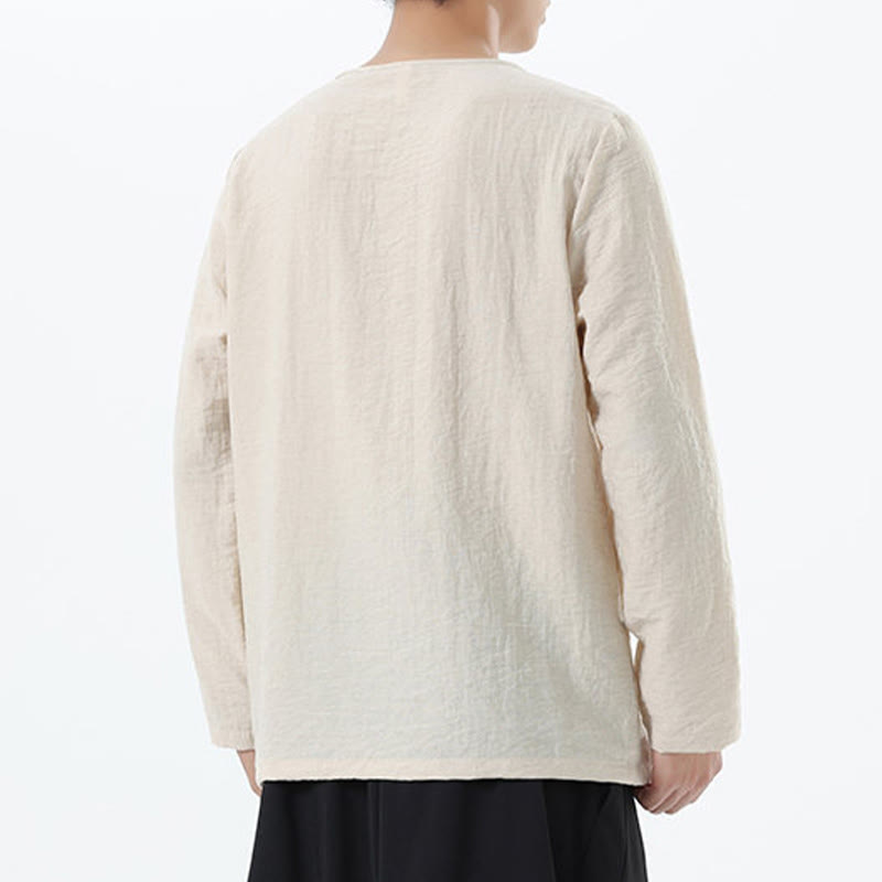 Buddha Stonesメンズ 長袖 ラウンドカラー コンフォート コットンリネン シャツ - image 16