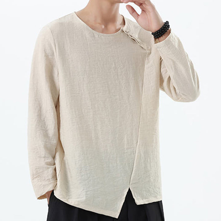 Buddha Stonesメンズ 長袖 ラウンドカラー コンフォート コットンリネン シャツ - image 18