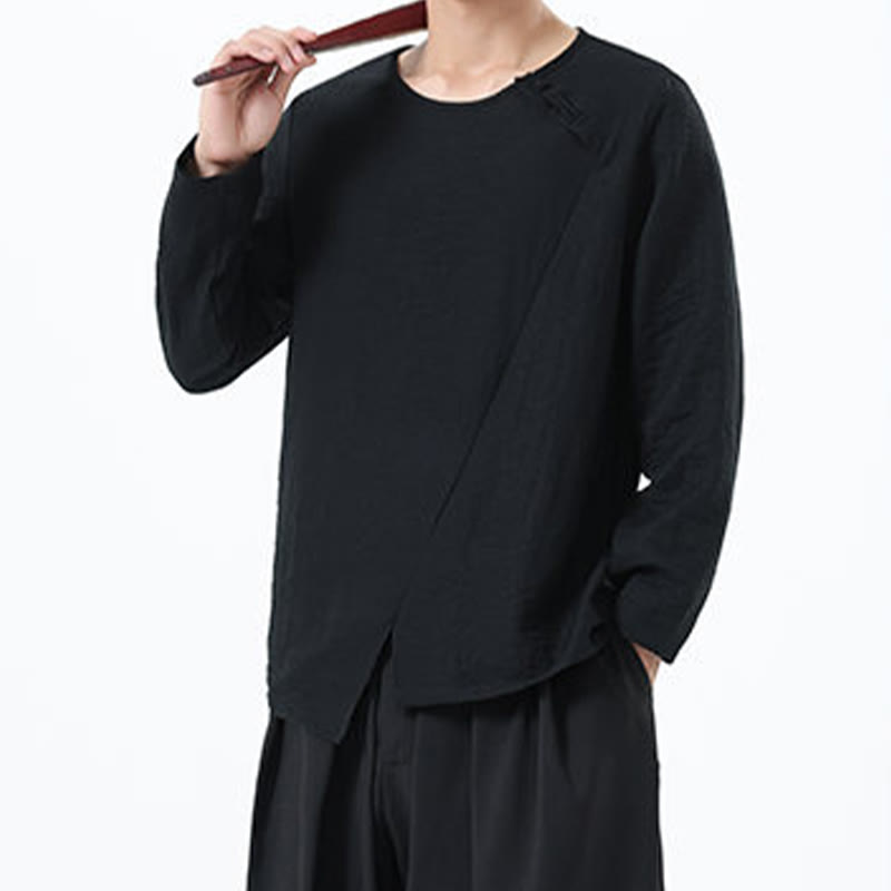 Buddha Stonesメンズ 長袖 ラウンドカラー コンフォート コットンリネン シャツ - image 30